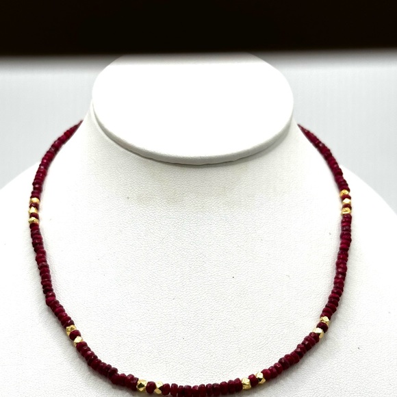 Minimalist Genuine Ruby Handcrafted Necklace - Picture 1 of 11